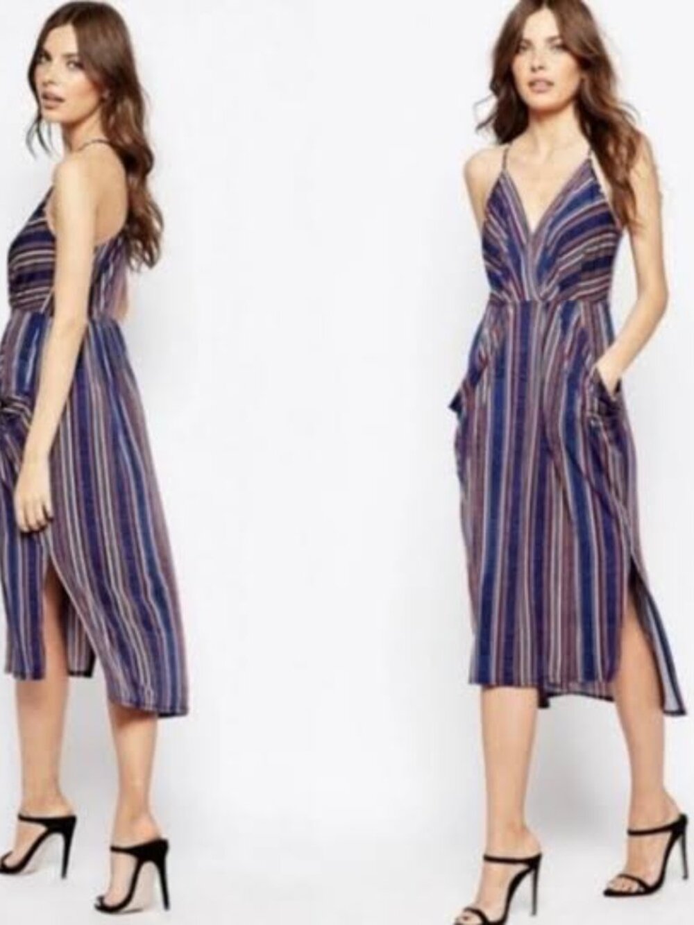 BCBGeneration Striped Pocket Midi Dress